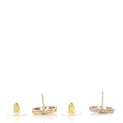 Chanel Crystal Metal CC Earrings Gold 3 of 5