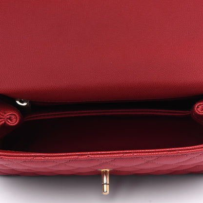 Chanel Caviar Lizard Embossed Quilted Mini Coco Handle Flap Red 4 of 19