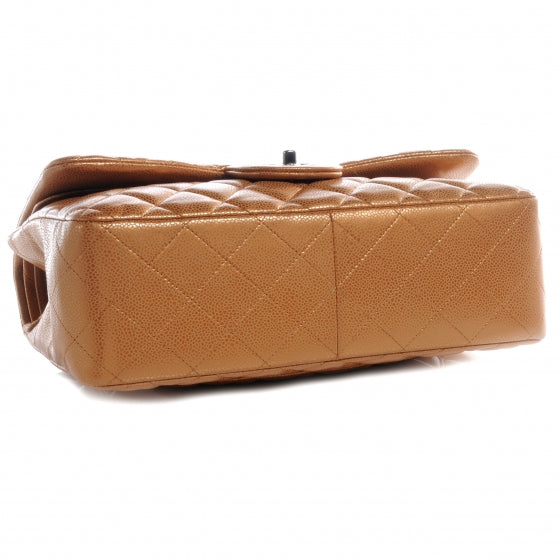 Metallic Caviar QuiltedJumbo Double Flap Copper