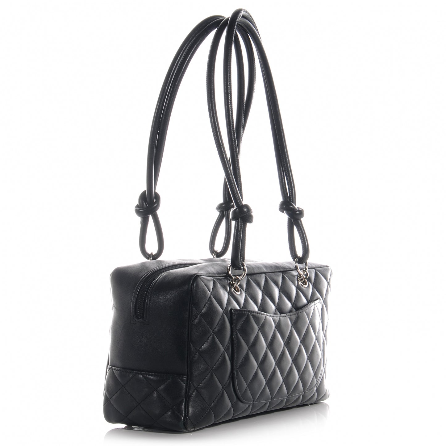 Calfskin Quilted Large Cambon Bowler Black White