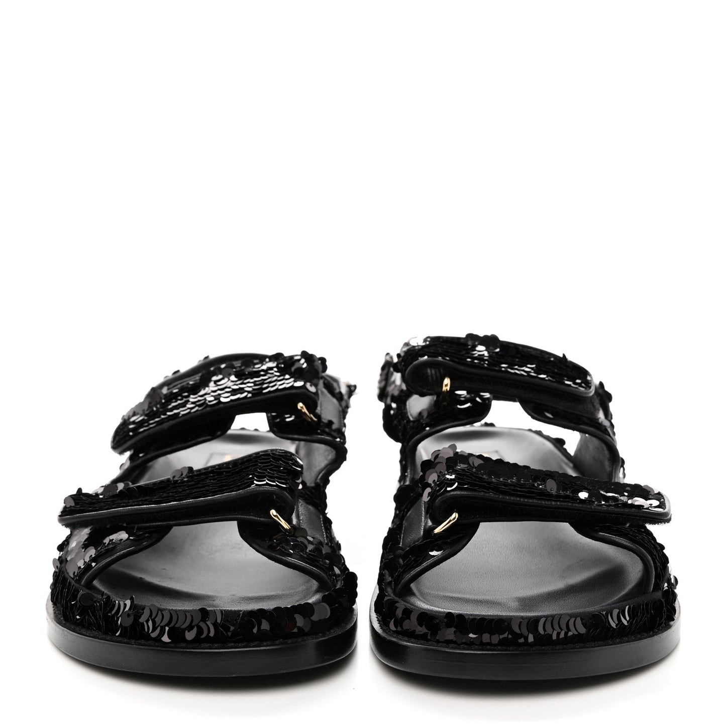 Sequin Knit Velcro Dad Sandals 37.5 Black