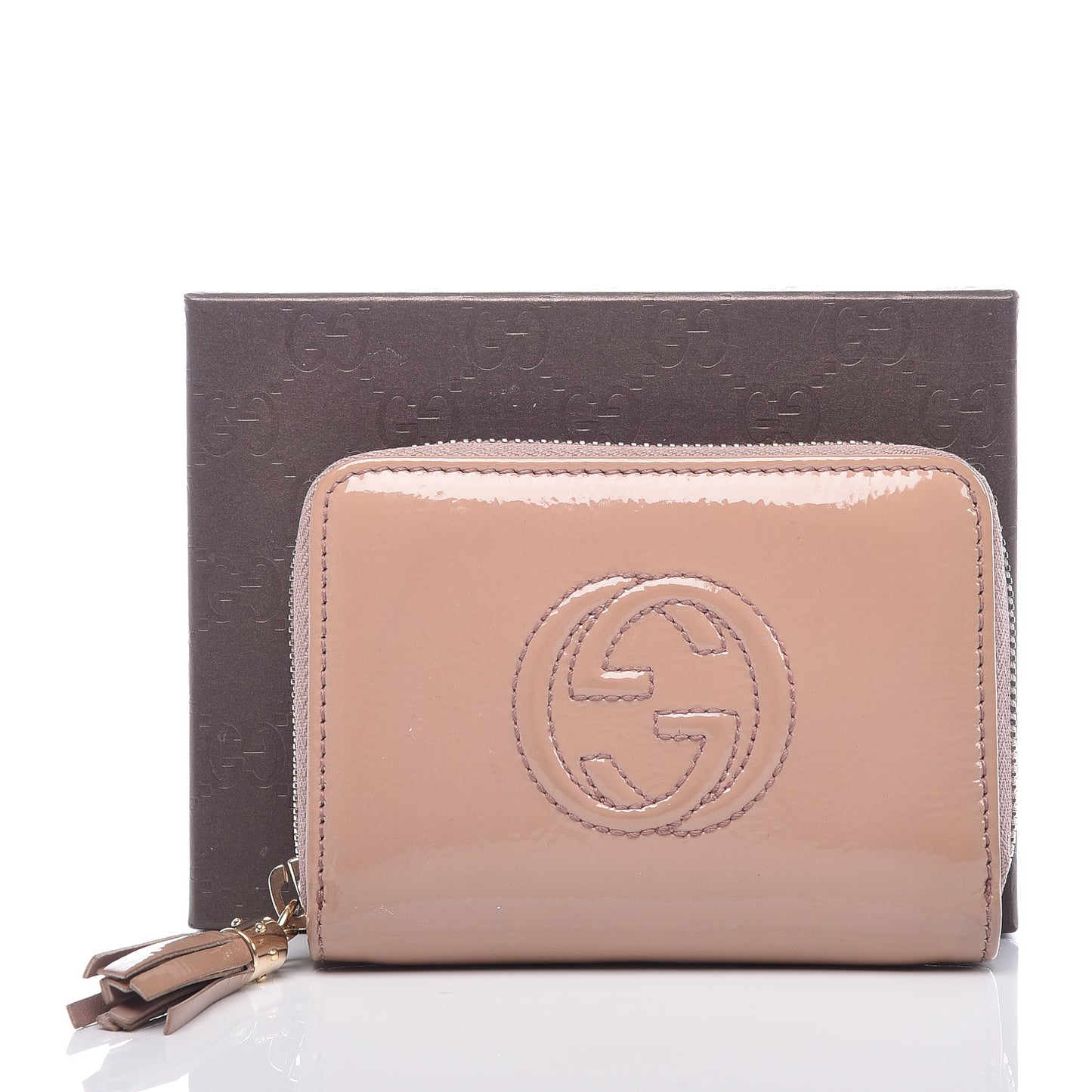 Patent Soho Compact Disco Zip Around Wallet Dark Cipria