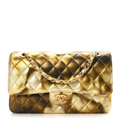 Chanel Metallic Goatskin Quilted Medium Double Flap Gold Black 1 of 9