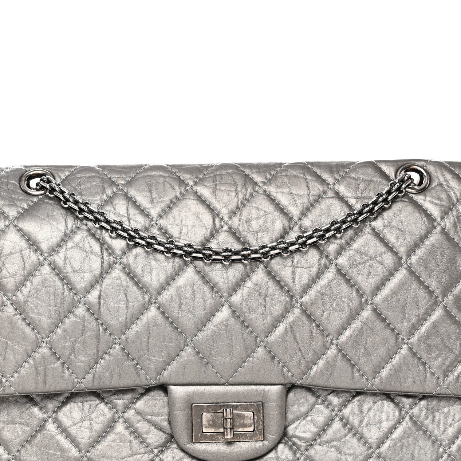 Chanel Metallic Aged Calfskin Quilted 2.55 Reissue 227 Flap Dark Silver 8 of 12