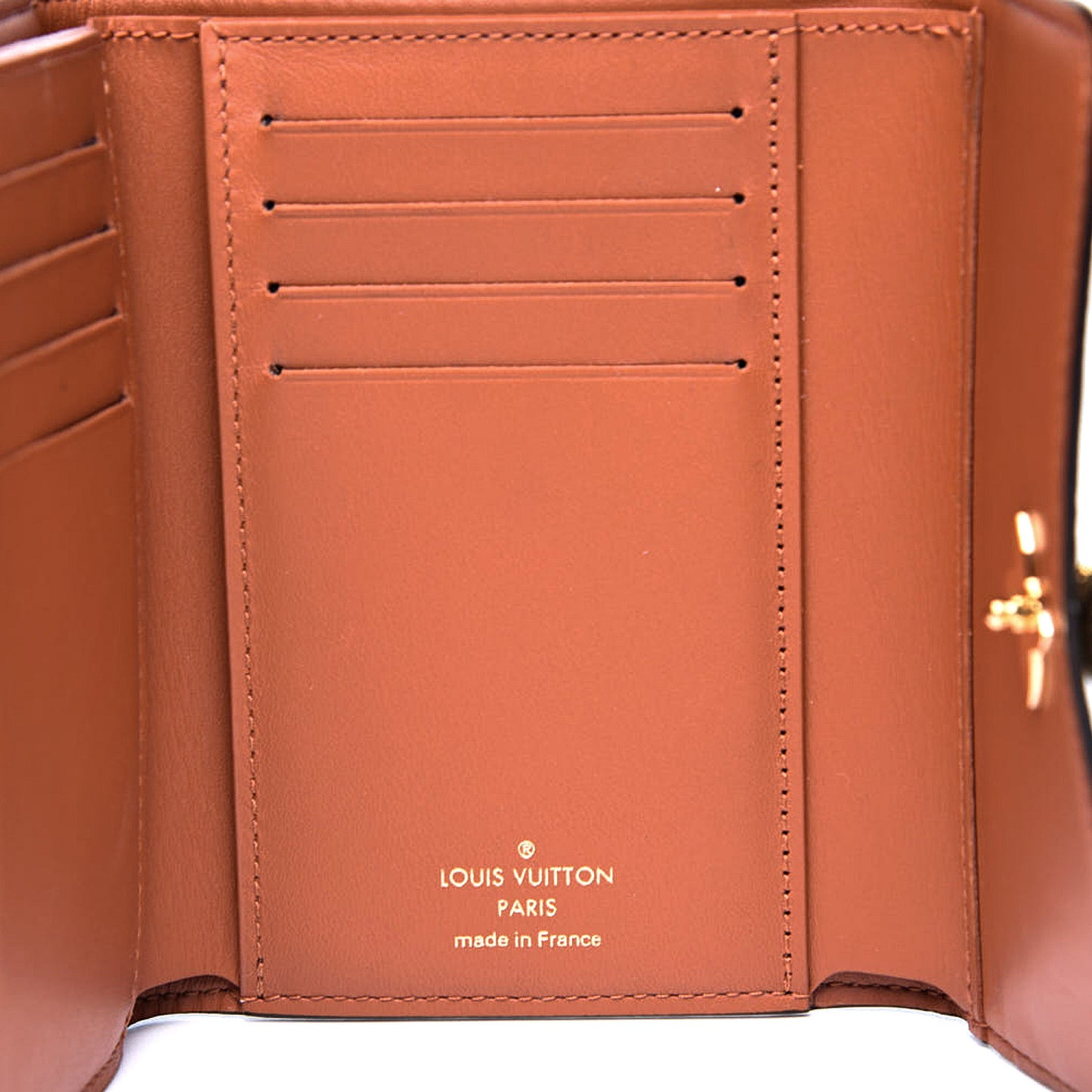 Monogram Flower Lock Compact Wallet Caramel