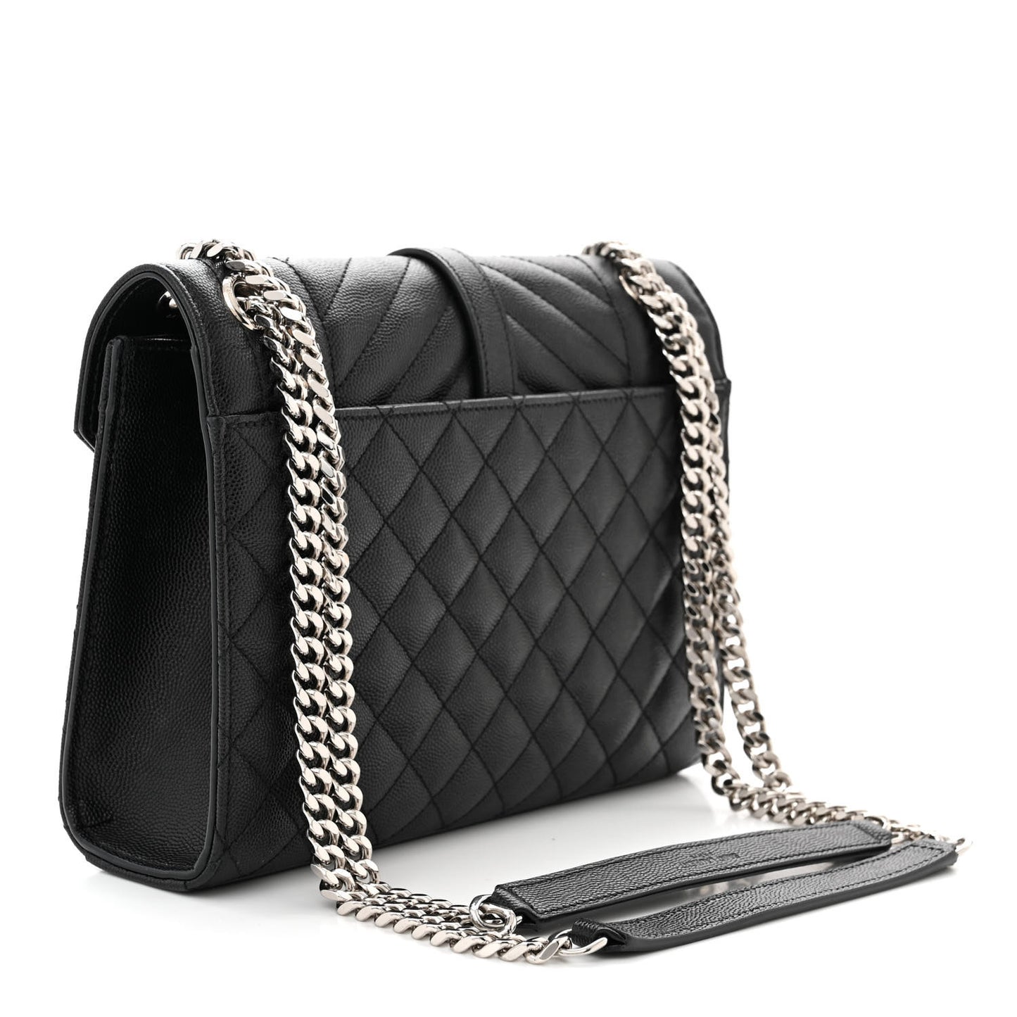 Grain De Poudre Textured Mixed Matelasse Triquilt Medium Monogram Satchel Black