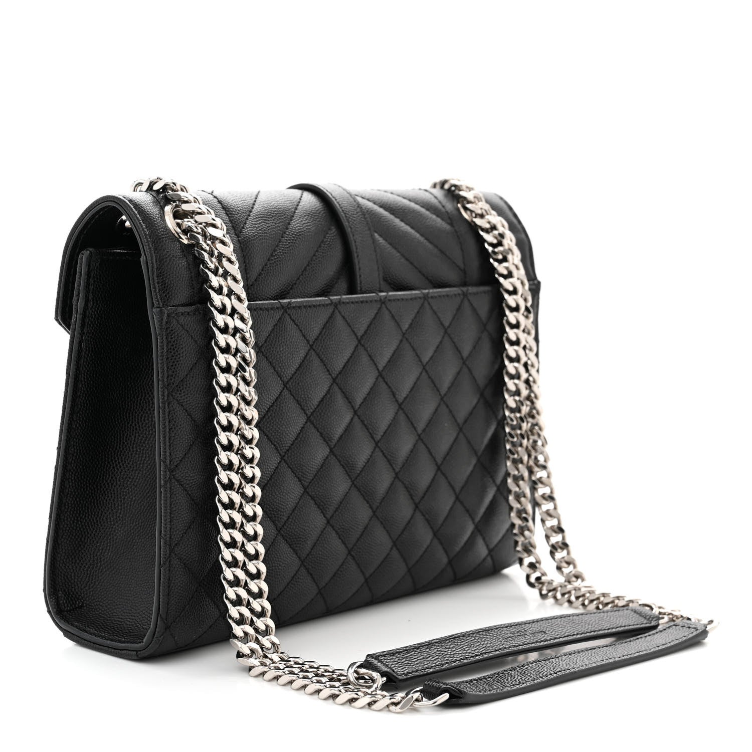 Saint Laurent Grain De Poudre Textured Mixed Matelasse Triquilt Medium Monogram Satchel Black 3 of 11