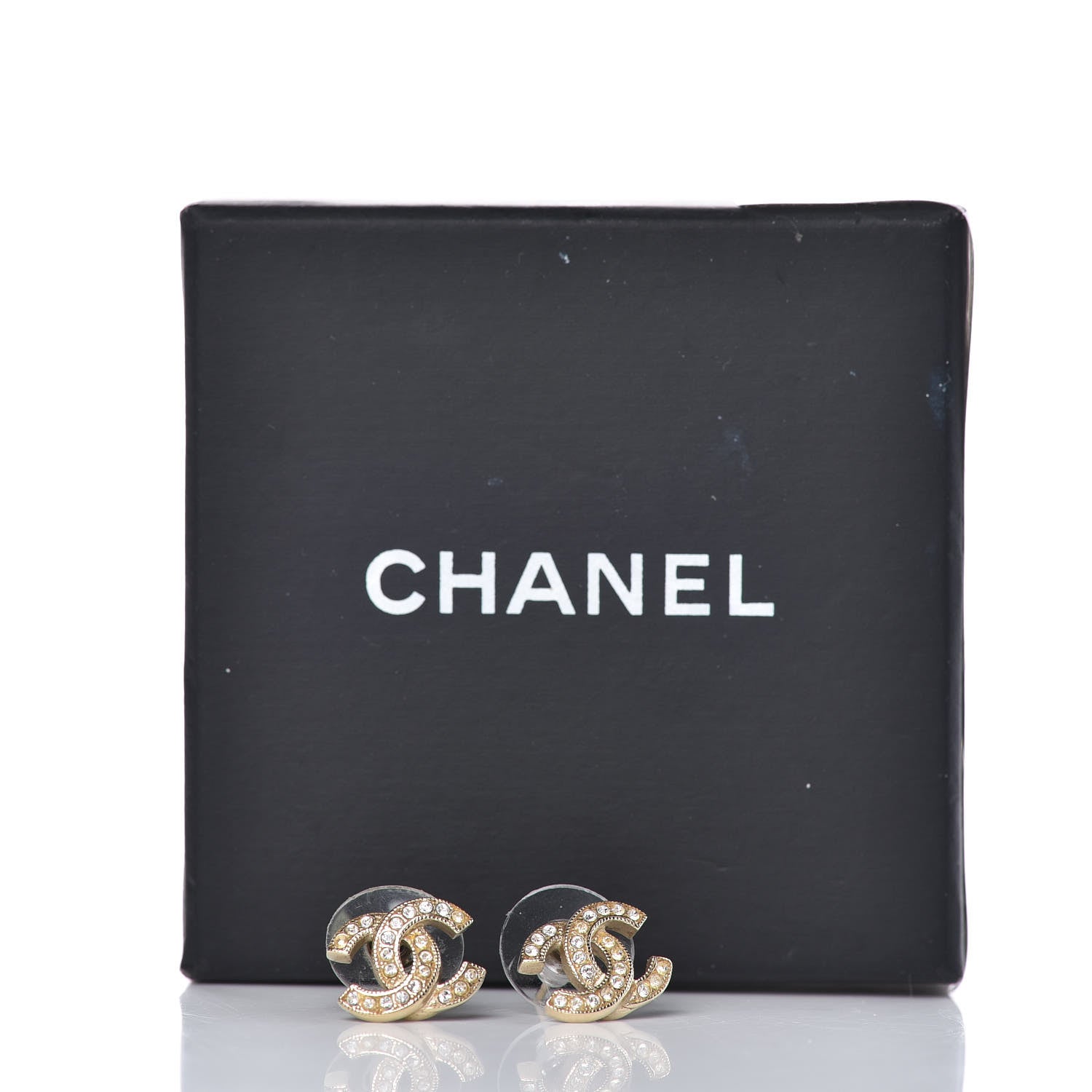 Chanel Crystal CC Earrings Gold 6 of 6