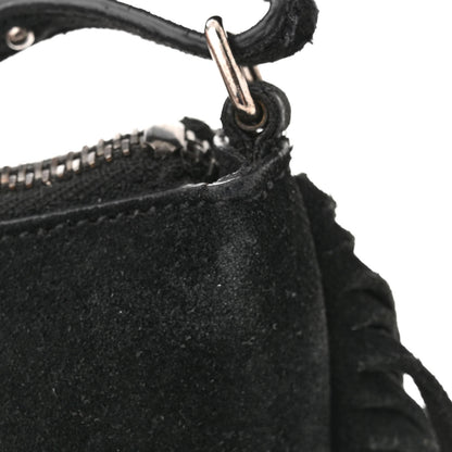 Saint Laurent SAINT LAURENT Suede Calfskin Small Fringe Crossbody Bag Black 12 of 15