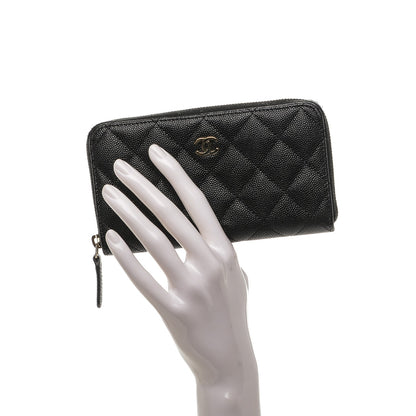 Chanel Caviar Quilted Small Zip Around Wallet Black 2 of 8