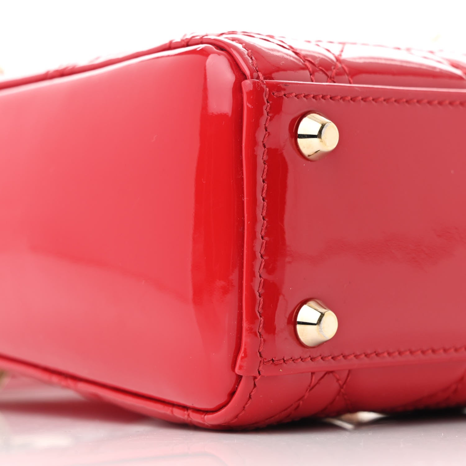 Christian Dior Patent Cannage Mini Lady Dior Red 9 of 13