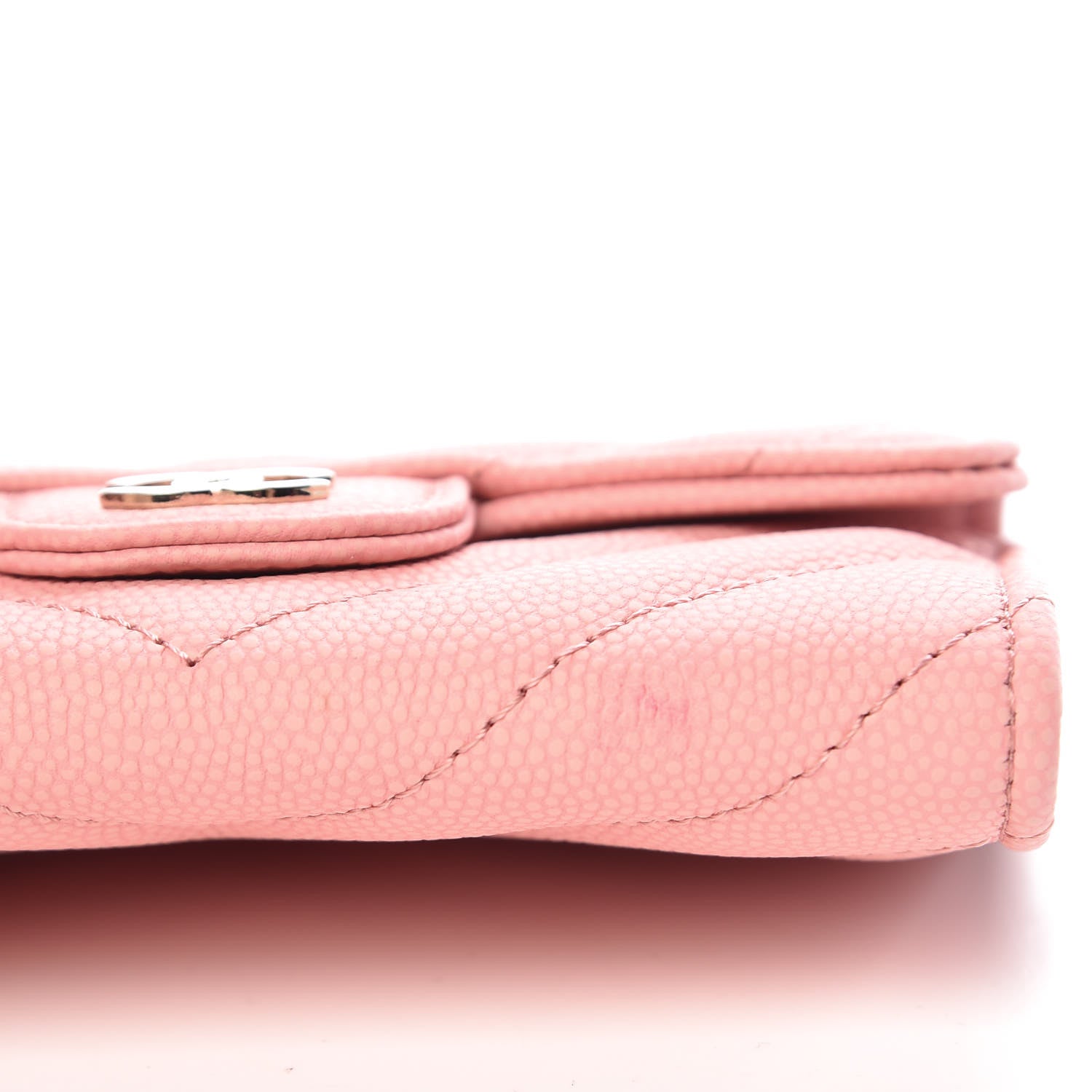 Chanel Caviar Chevron Quilted Card Holder Wallet Pink 10 of 11