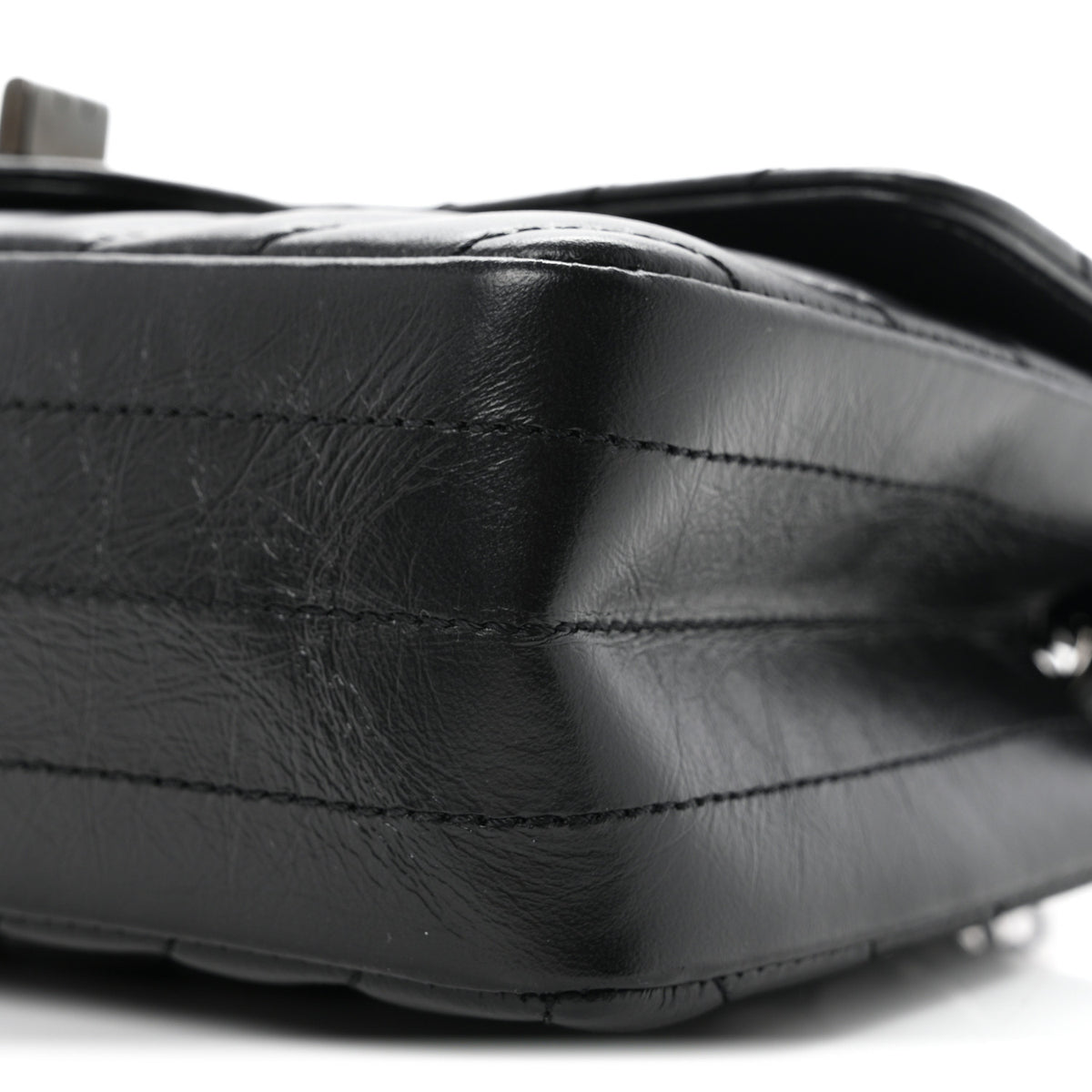 Aged Calfskin Chevron Quilted 2.55 Reissue Mini Flap So Black