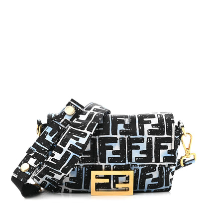 Fendi X JOSHUA VIDES Nylon FF Cloudy Mini Belt Baguette Bag White Celeste Black 1 of 10