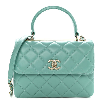 Chanel Lambskin Quilted Small Trendy CC Flap Dual Handle Bag Light Green 1 of 10