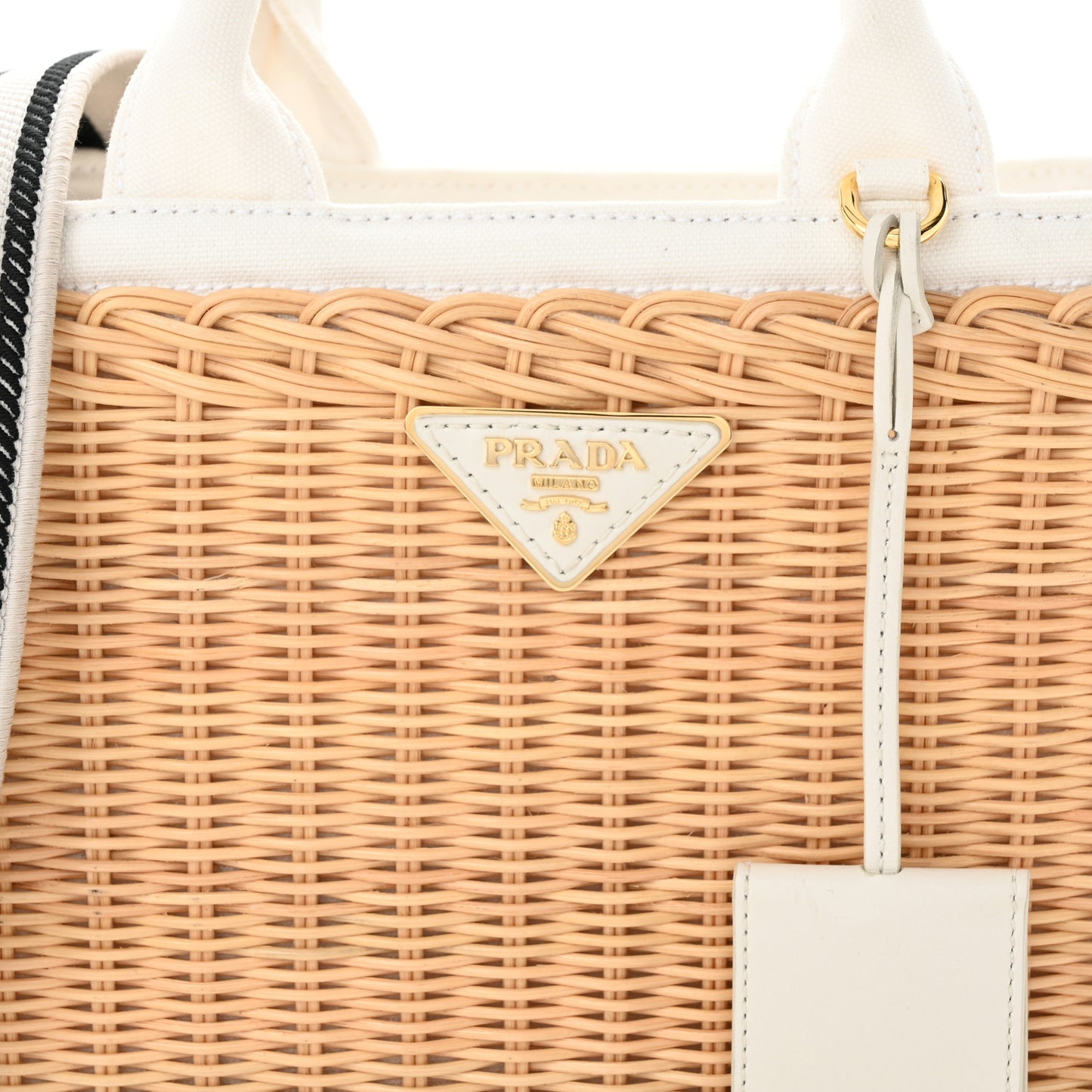 Wicker Canvas Tote Naturale White
