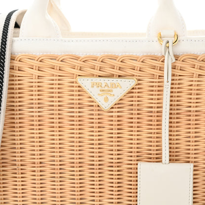 Prada Wicker Canvas Tote Naturale White 9 of 11