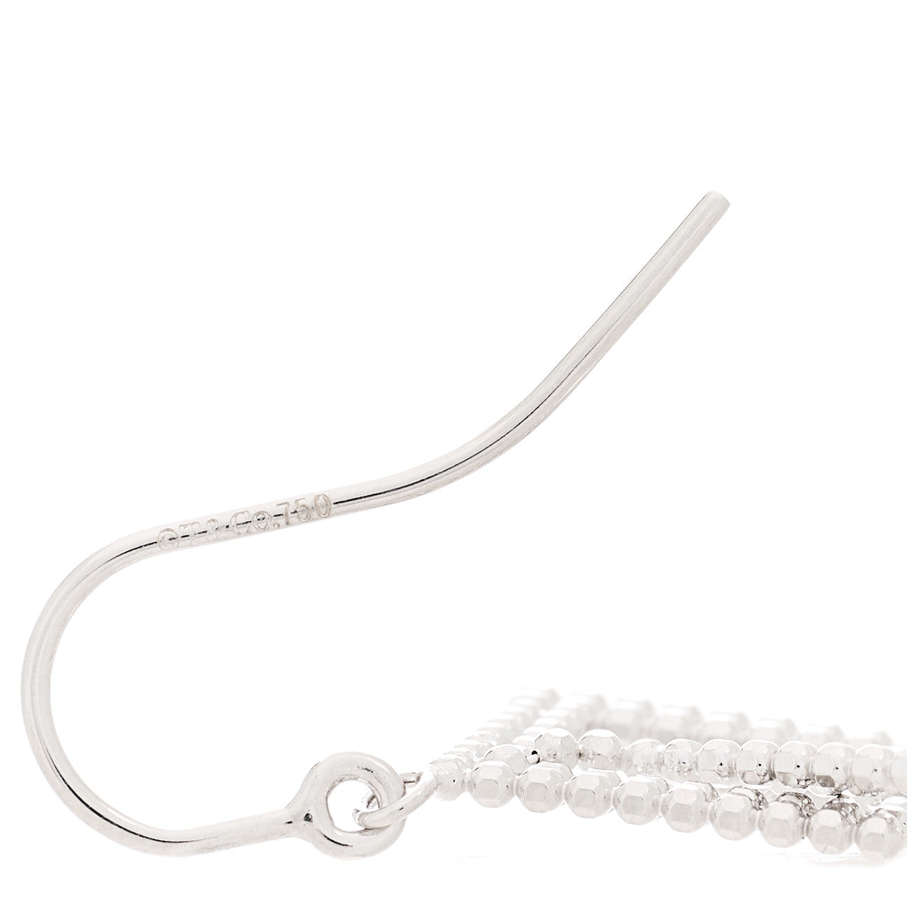 18K White Gold Double Beaded Square Drop Earrings