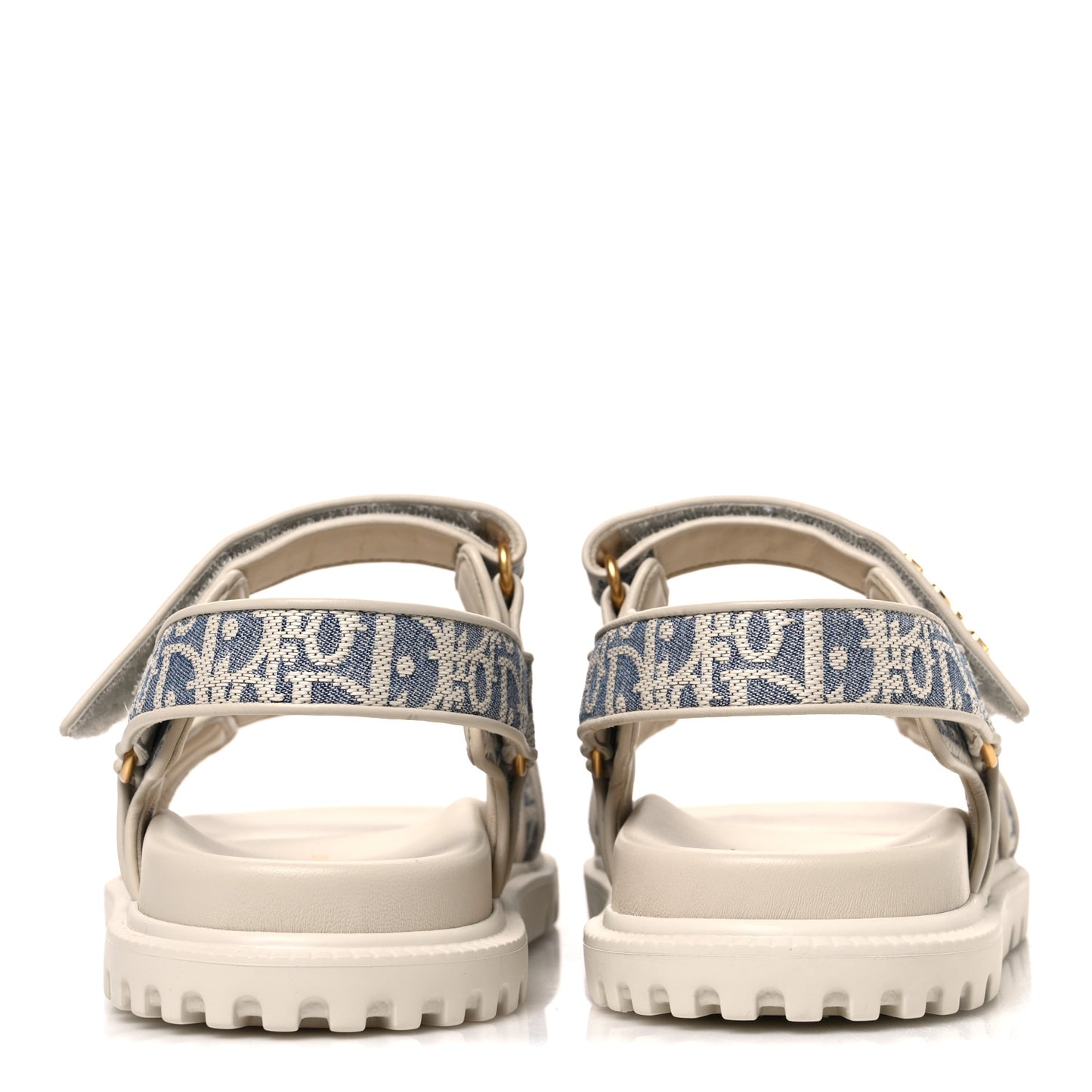 Oblique Raffia Chambray Jacquard Dioract Sandals 41 Blue Ecru