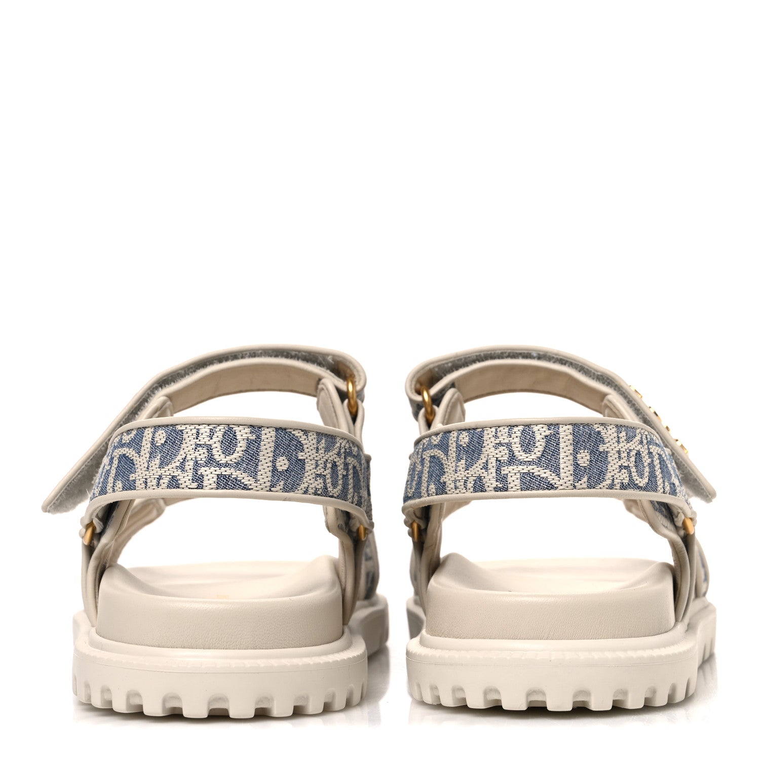 Christian Dior Oblique Raffia Chambray Jacquard Dioract Sandals 41 Blue Ecru 6 of 12