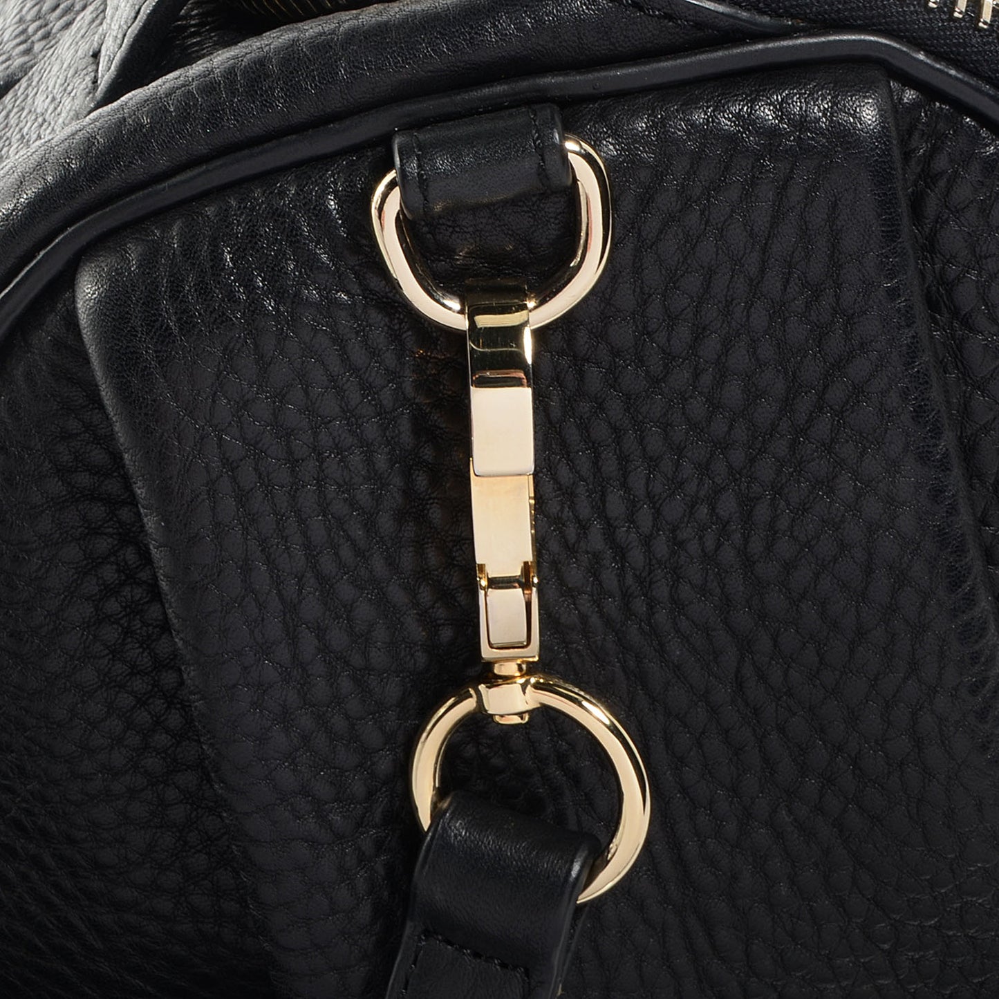 Pebbled Leather Rockie Black w Pale Gold Hardware