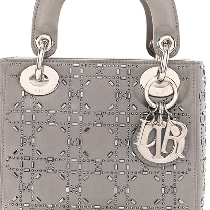 Christian Dior Satin Crystal Cannage Mini Lady Dior Gray 8 of 11
