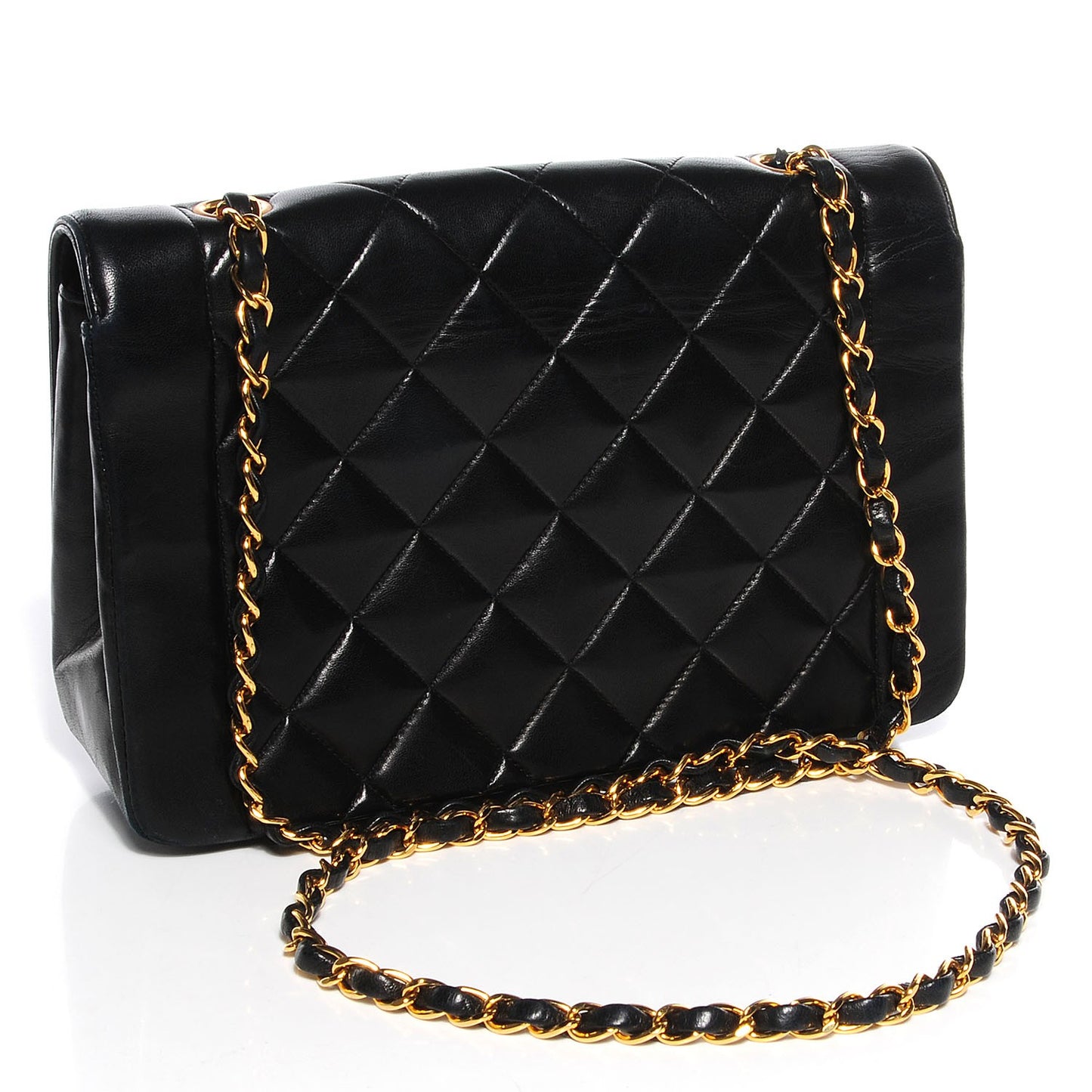 Lambskin Medium Single Flap Black