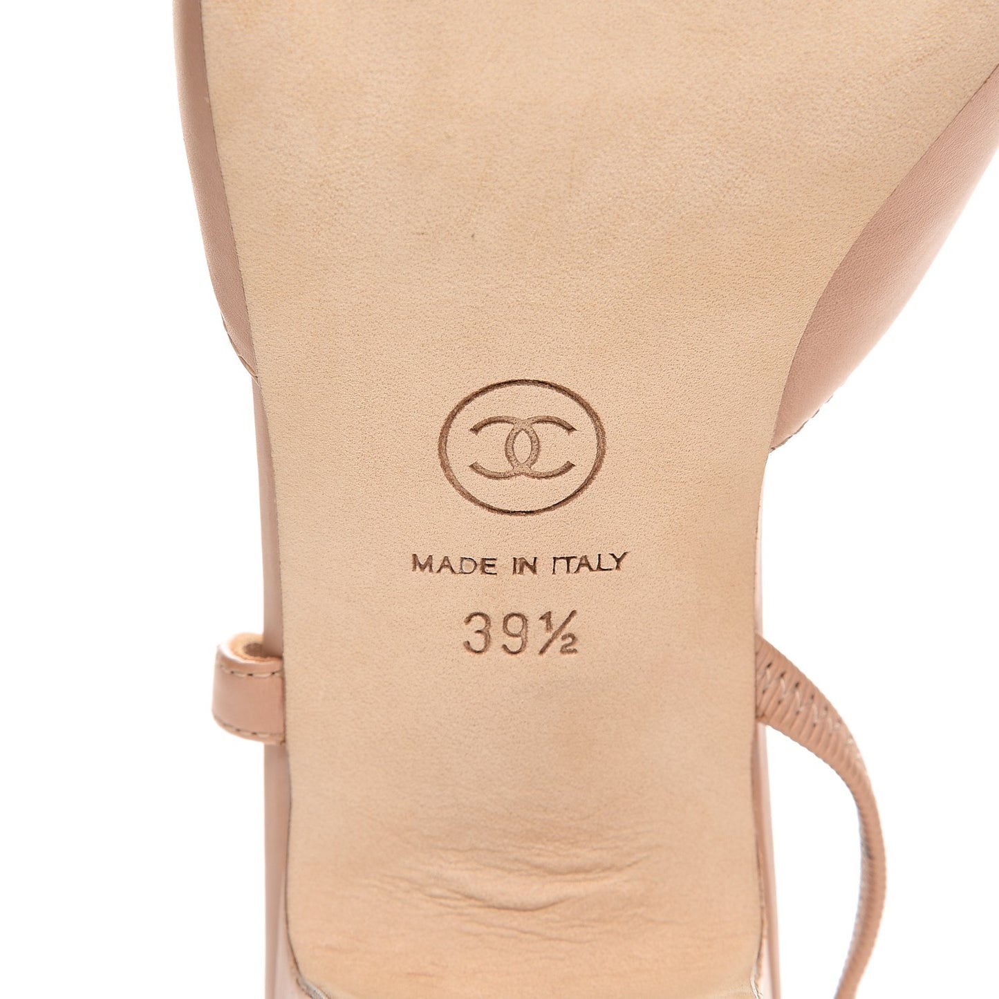 Calfskin Patent Cap Toe CC Slingback Sandals 39.5 Beige Pink