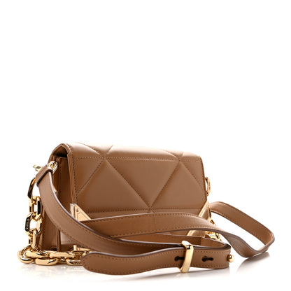 Prada Nappa Triangle Stitched Metal Shoulder Bag  Caramel 3 of 12