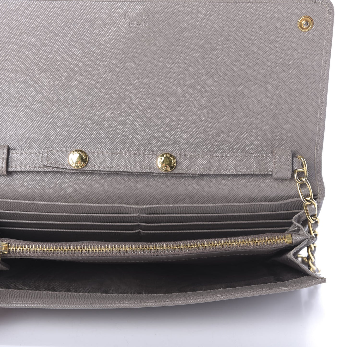 Saffiano Metal Oro Chain Wallet Argilla