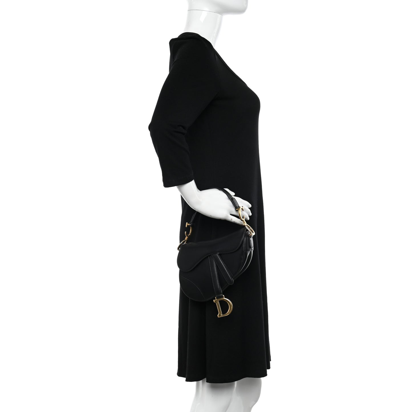 Calfskin Mini Saddle Bag Black