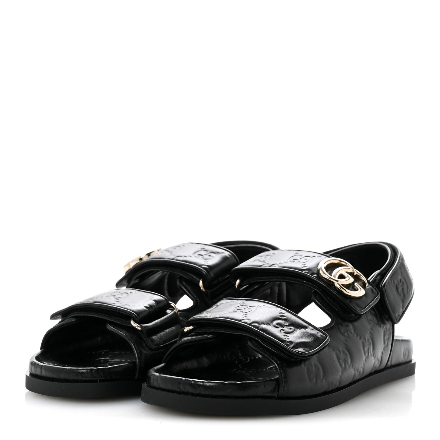 Guccissima GG Embossed Womens Sandals 36.5 Black