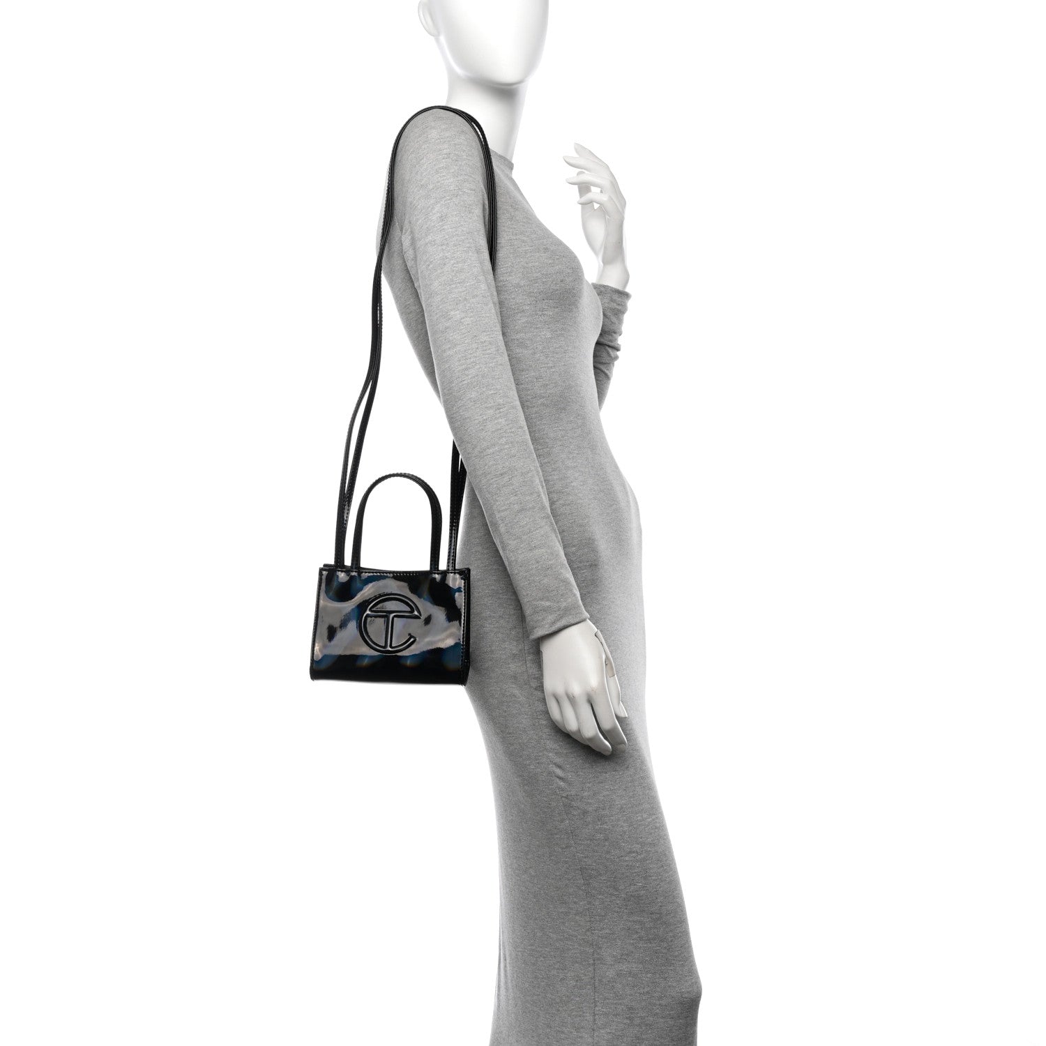 Telfar Patent Vegan Leather Small Shopping Bag Black Rainbow 2 of 10