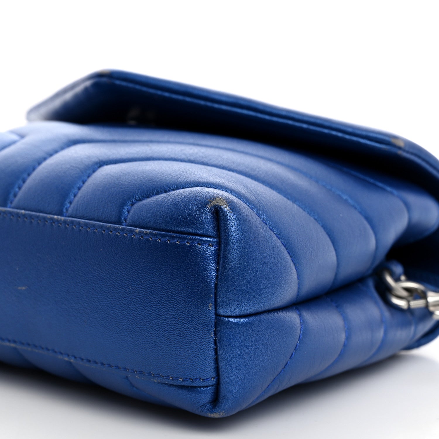 Saint Laurent Metallic Calfskin Y Quilted Monogram Toy Loulou Crossbody Bag Blue Royal 10 of 19