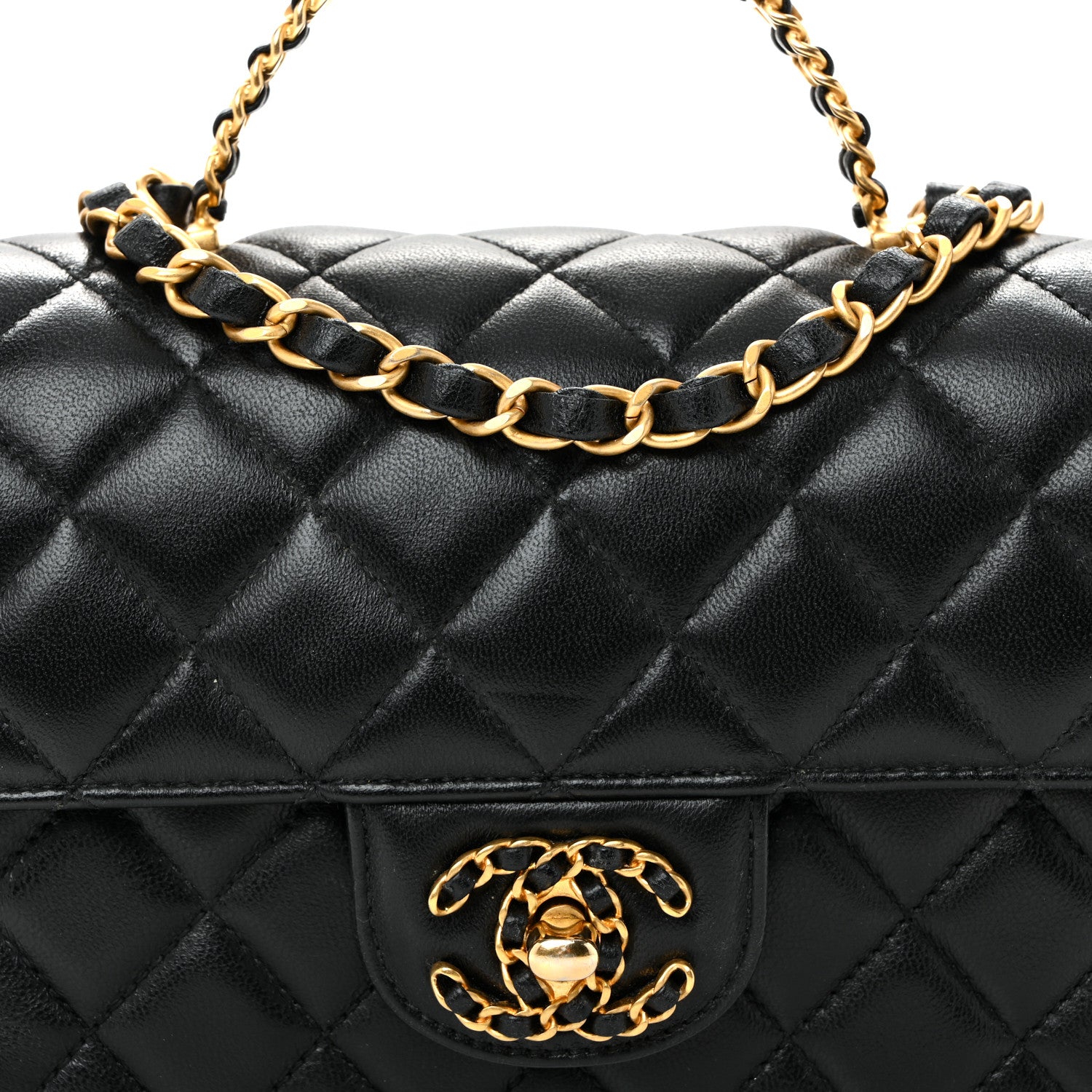 Chanel Lambskin Quilted Mini Strass On Top Flap Black 8 of 10