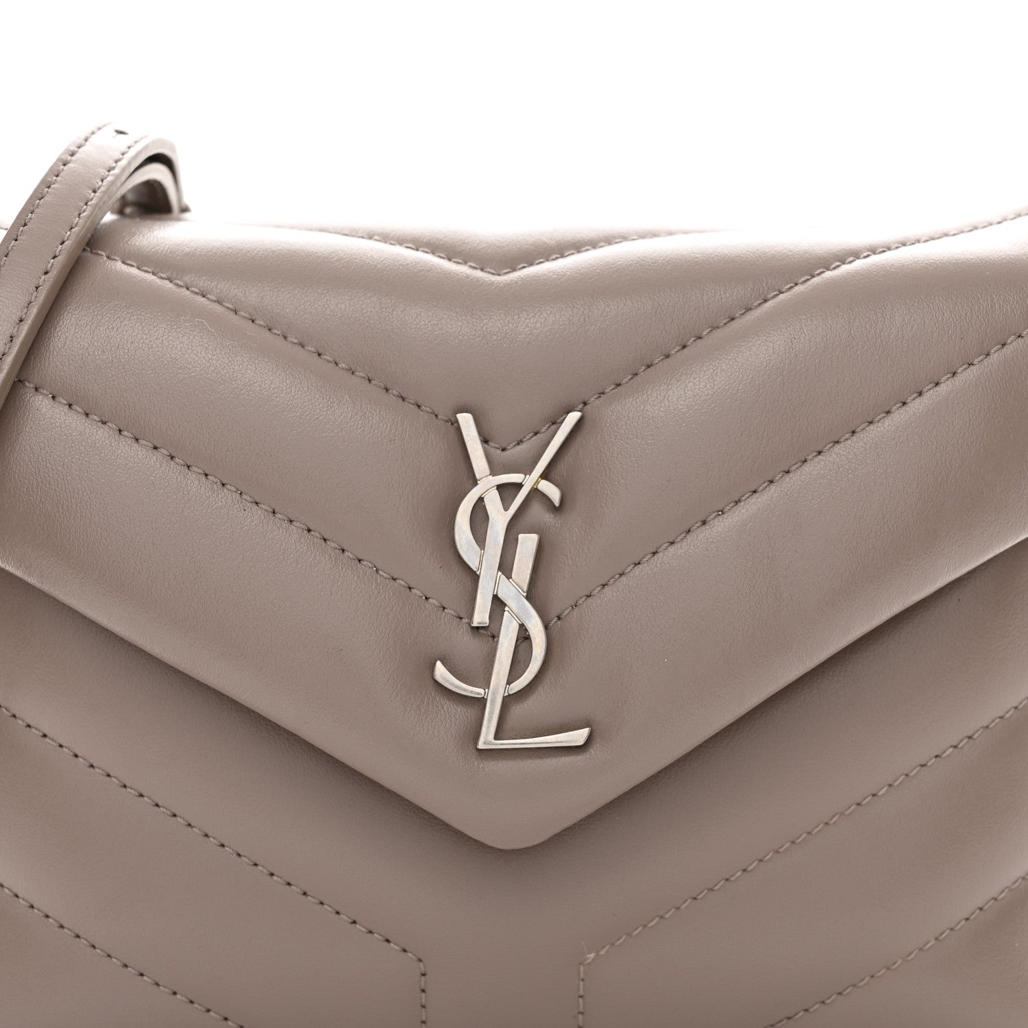 Saint Laurent Calfskin Y Quilted Monogram Toy Loulou Crossbody Bag Mink 5 of 12