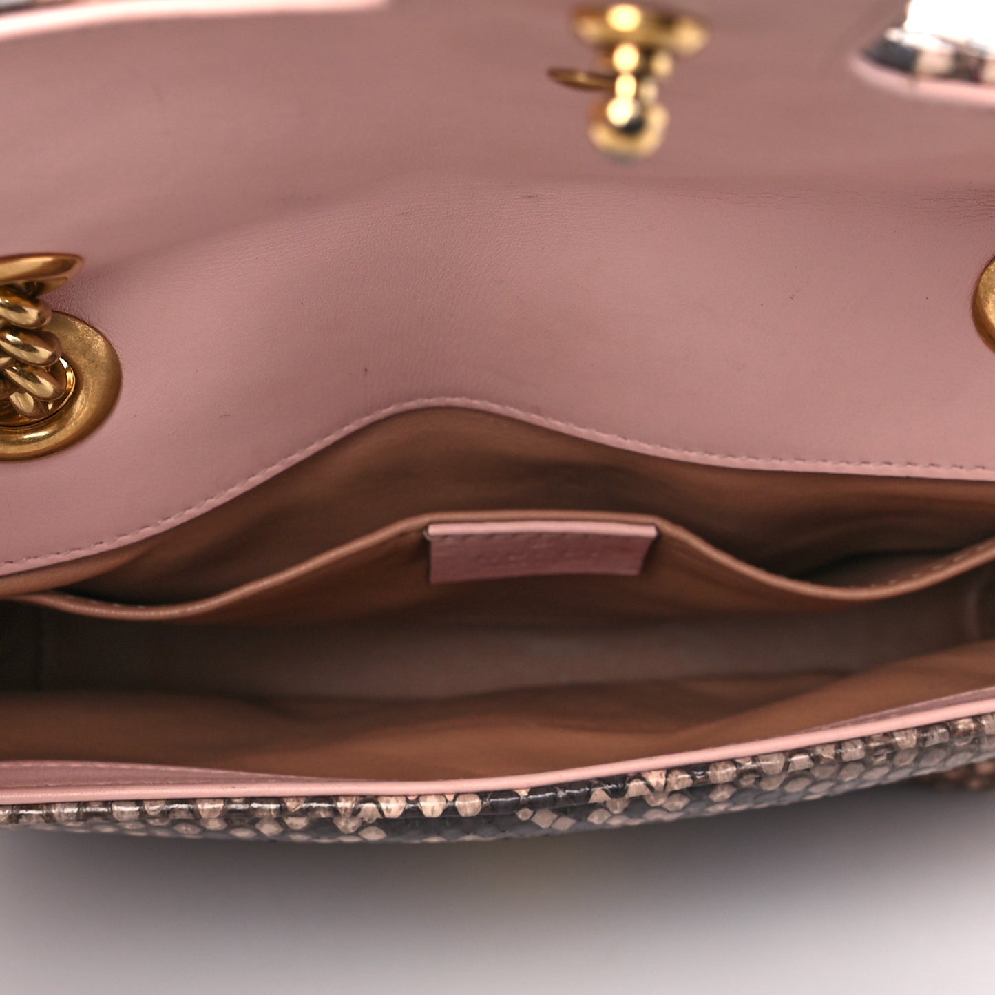 Python Matelasse Mini GG Marmont Shoulder Bag Light Pink