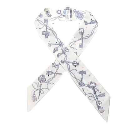 Hermes Silk Les Cles A Pois Twilly White Gris Acier 1 of 3