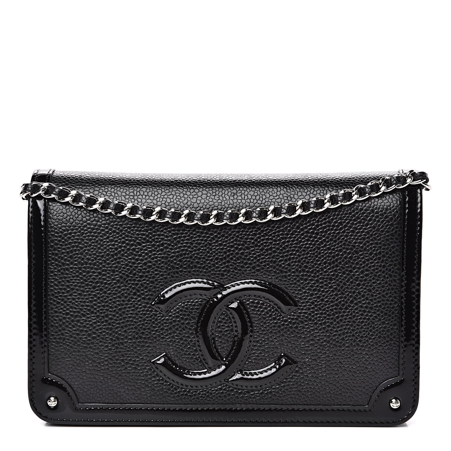 Chanel Caviar Patent CC Wallet On Chain WOC Black 1 of 14