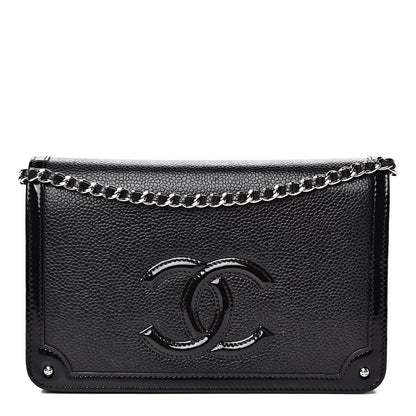 Chanel Caviar Patent CC Wallet On Chain WOC Black 1 of 14