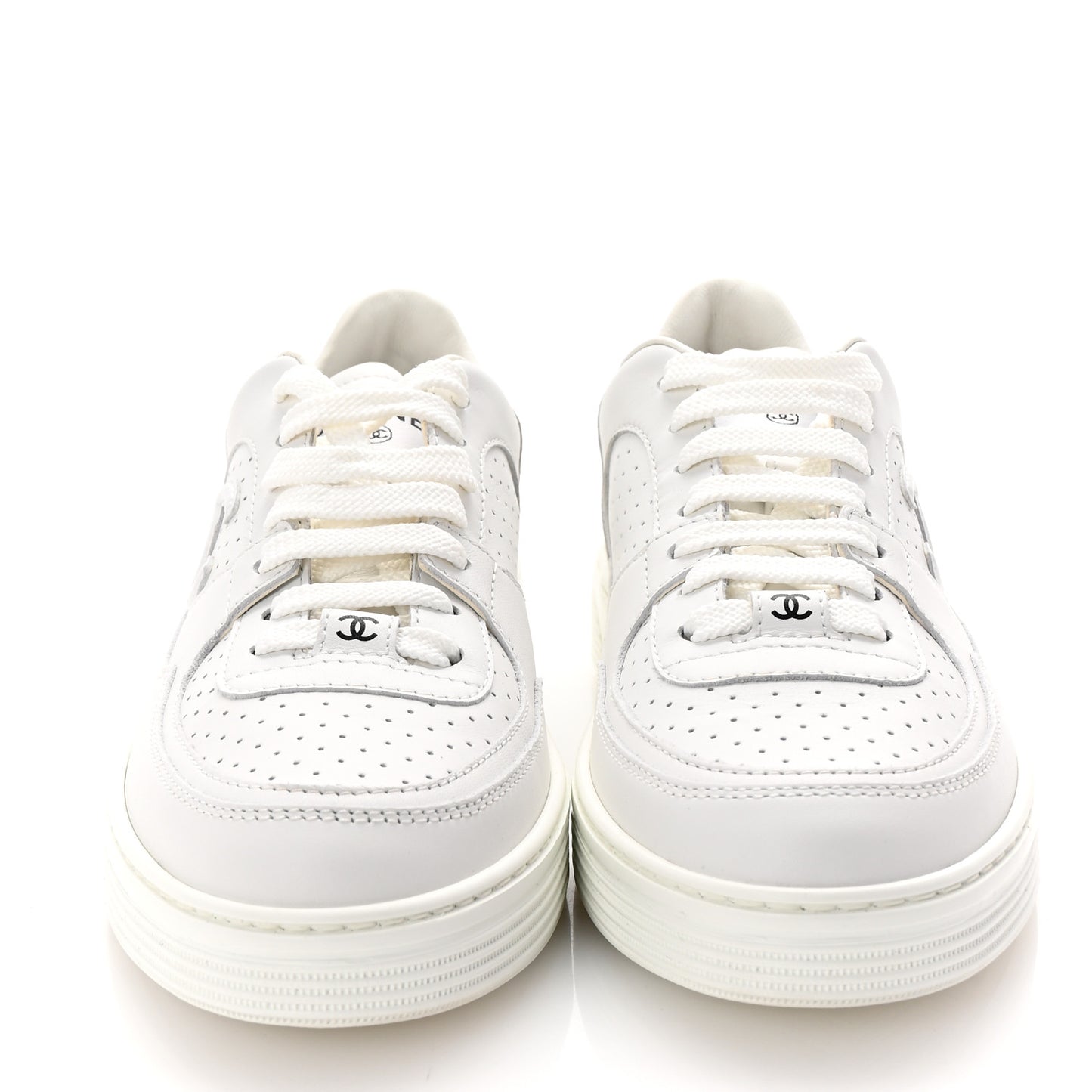 Calfskin CC Womens Sneakers 36 White