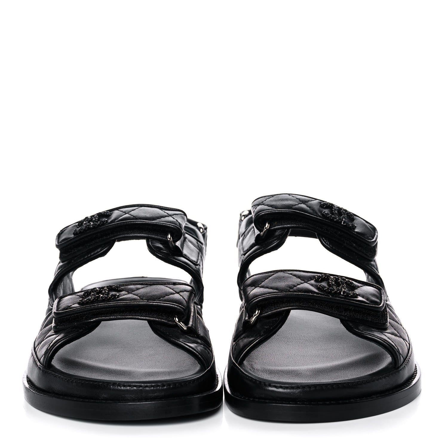 Chanel Lambskin Quilted Velcro Dad Sandals 39 So Black 2 of 10