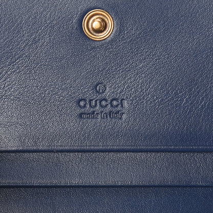 Gucci Calfskin Matelasse GucciGhost GG Marmont Card Case Blue Agata Hibiscus Red 5 of 6