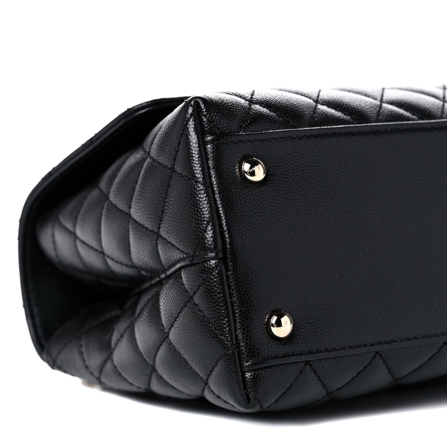 Caviar Quilted Small Coco Handle Flap Black