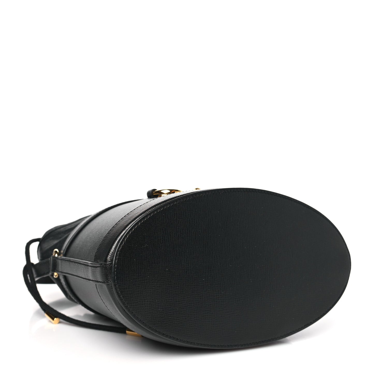 Azalea Sakai Calfskin Horsebit 1955 Drawstring Bucket Bag Black