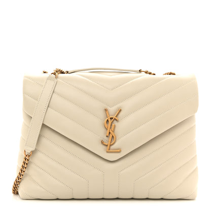 Saint Laurent Calfskin Y Quilted Monogram Medium Loulou Chain Satchel Crema Soft 1 of 13