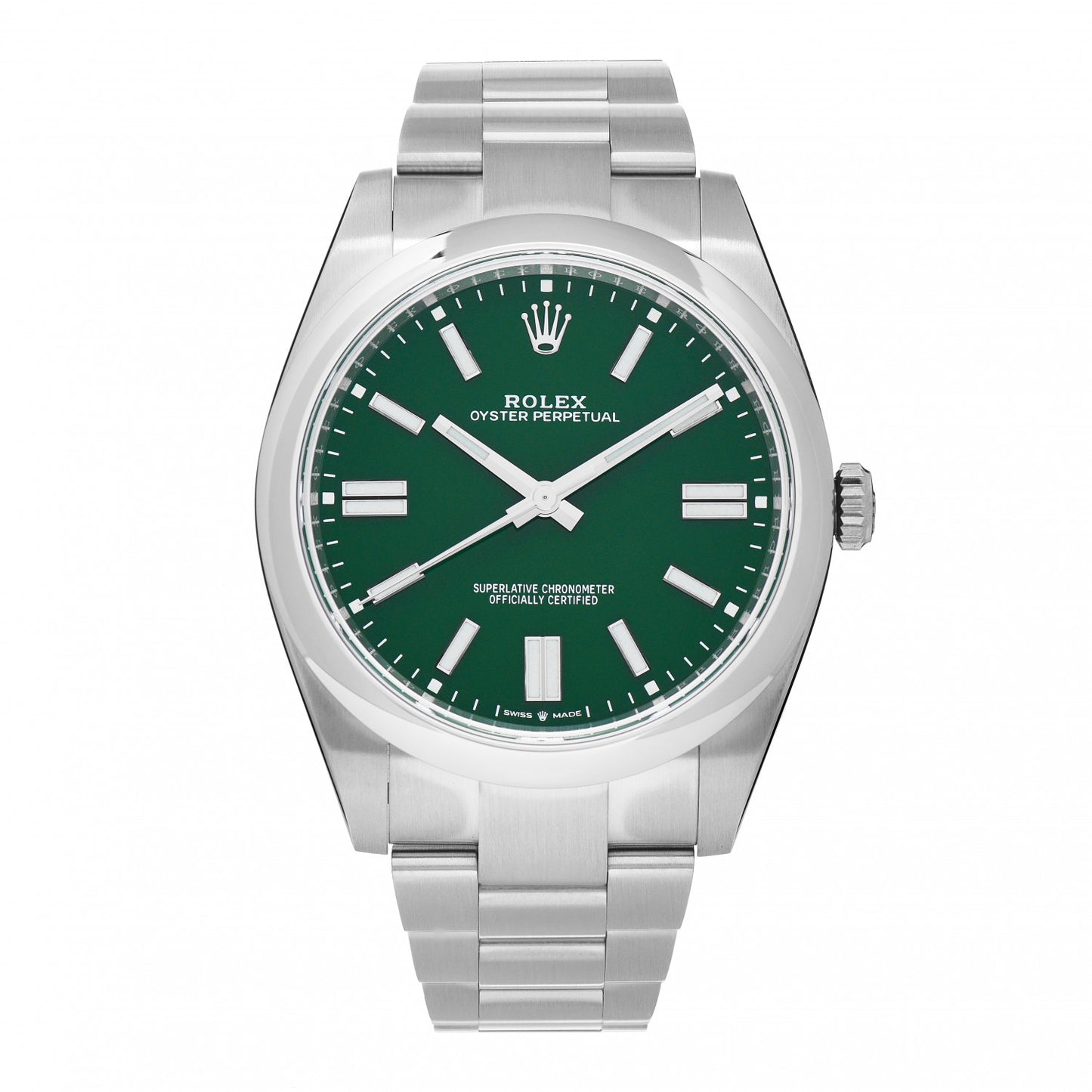 Stainless Steel 41mm Oyster Perpetual Watch Green 124300