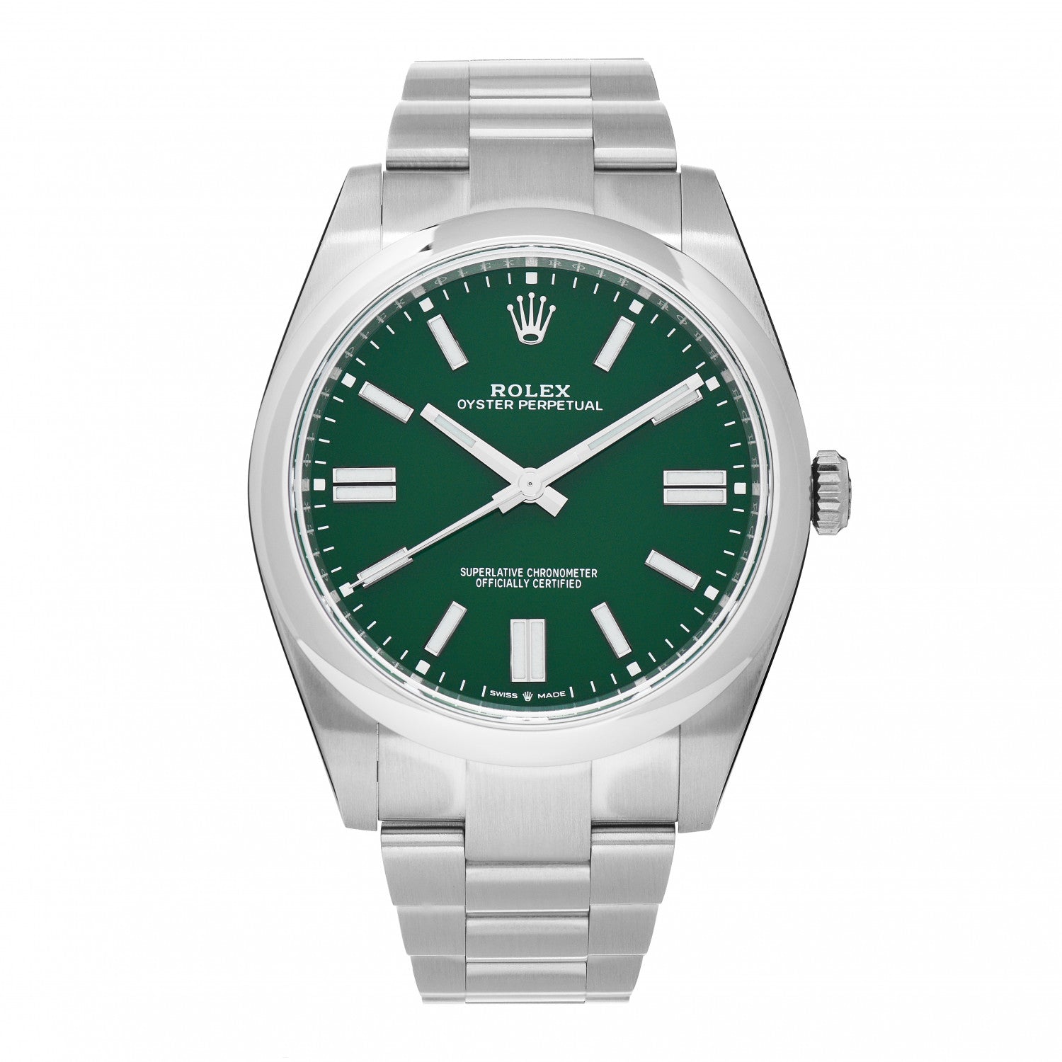 Rolex Stainless Steel 41mm Oyster Perpetual Watch Green 124300 1 of 5