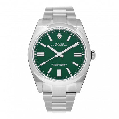 Rolex Stainless Steel 41mm Oyster Perpetual Watch Green 124300 1 of 5