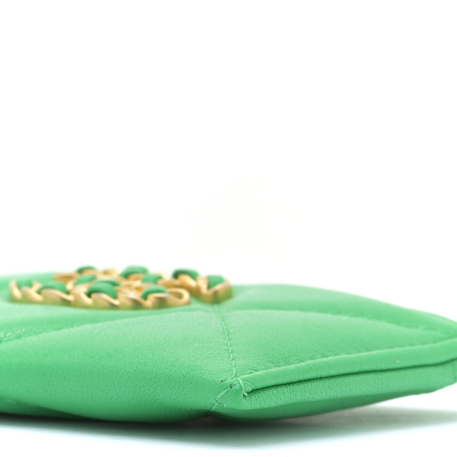 Chanel Lambskin Quilted Chanel 19 Card Holder Green 6 of 12